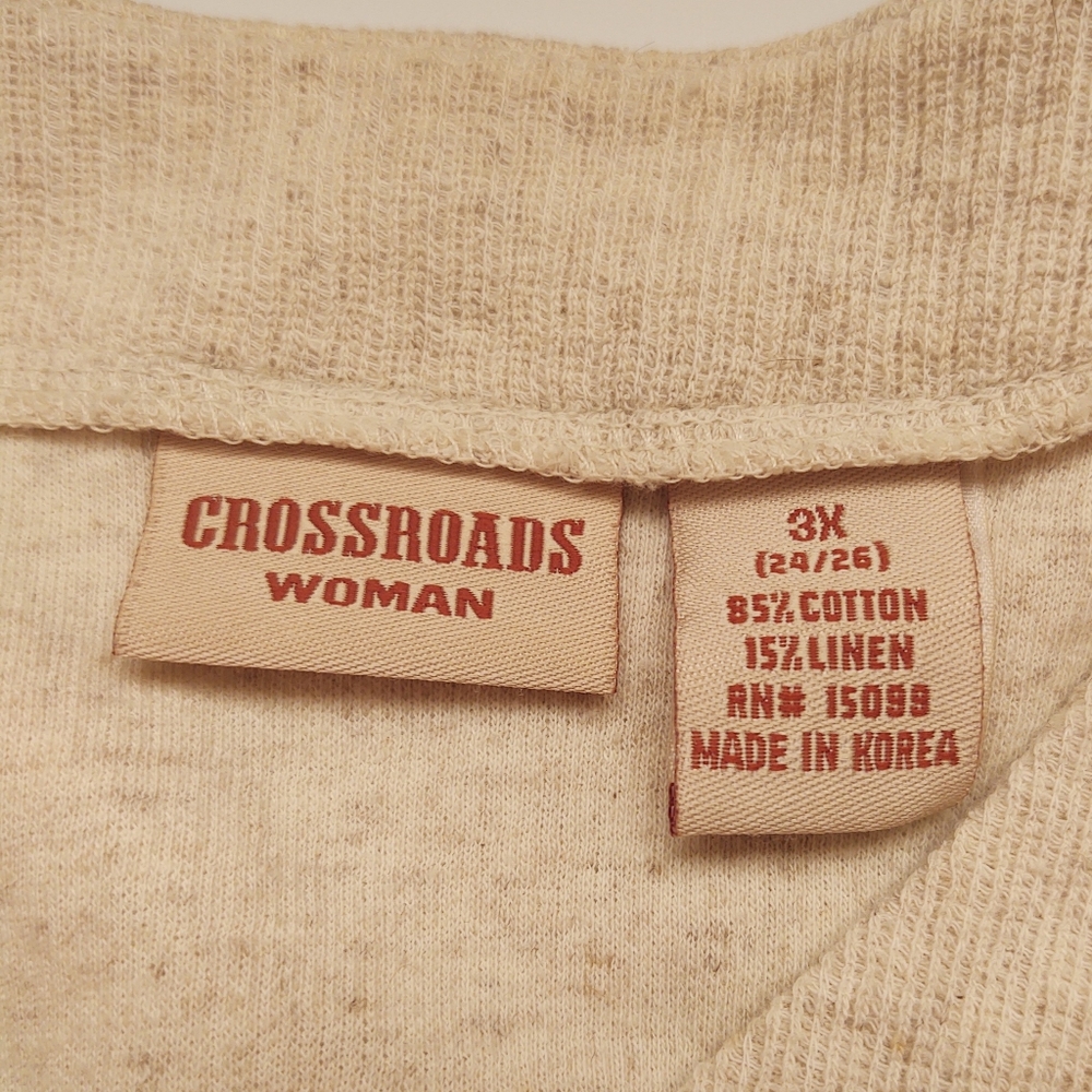 CROSSROADS Beige Cotton Linen Blend Button Up Cardigan Plus Size 3X - Picture 3 of 8